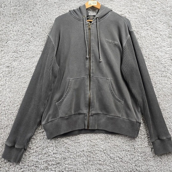 Ralph Lauren Polo Jeans Sweater Mens XL Gray Long Sleeve Full Zip‎ Hooded READ - Picture 1 of 11